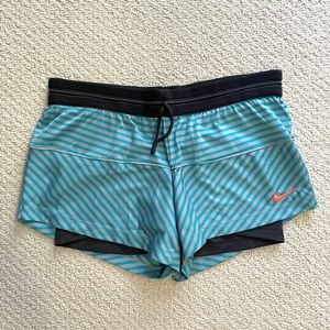 Nike Dri Fit women’s double layer lined athletic workout shorts